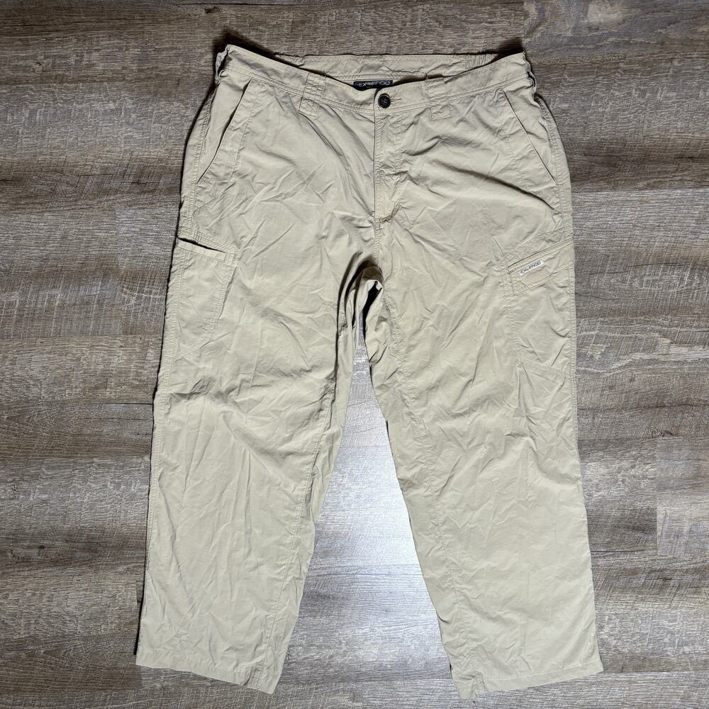 ExOfficio Cargo Pants Men's 36 (36X28) Tan Travel Hiking Quick Dry Lightweight